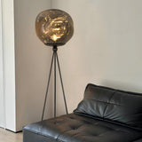 Modern Tripod Rock Lava Floor Lamp with Molten Acrylic Shade Standing Light