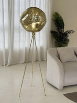 Modern Tripod Rock Lava Floor Lamp with Molten Acrylic Shade Standing Light