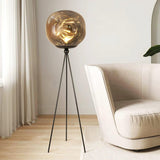 Modern Tripod Rock Lava Floor Lamp with Molten Acrylic Shade Standing Light