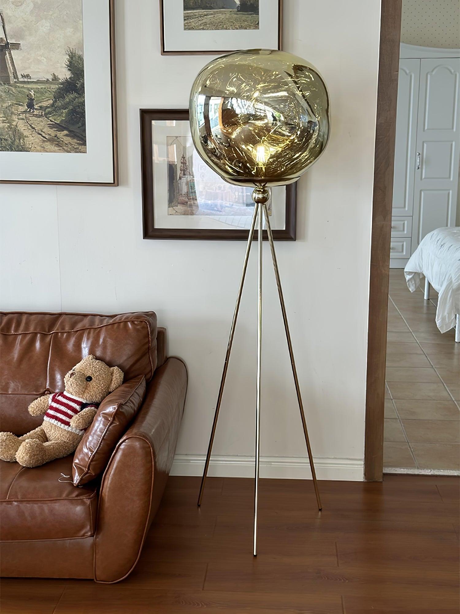 Modern Tripod Rock Lava Floor Lamp with Molten Acrylic Shade Standing Light