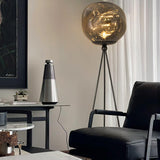 Modern Tripod Rock Lava Floor Lamp with Molten Acrylic Shade Standing Light