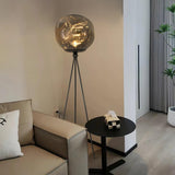 Modern Tripod Rock Lava Floor Lamp with Molten Acrylic Shade Standing Light