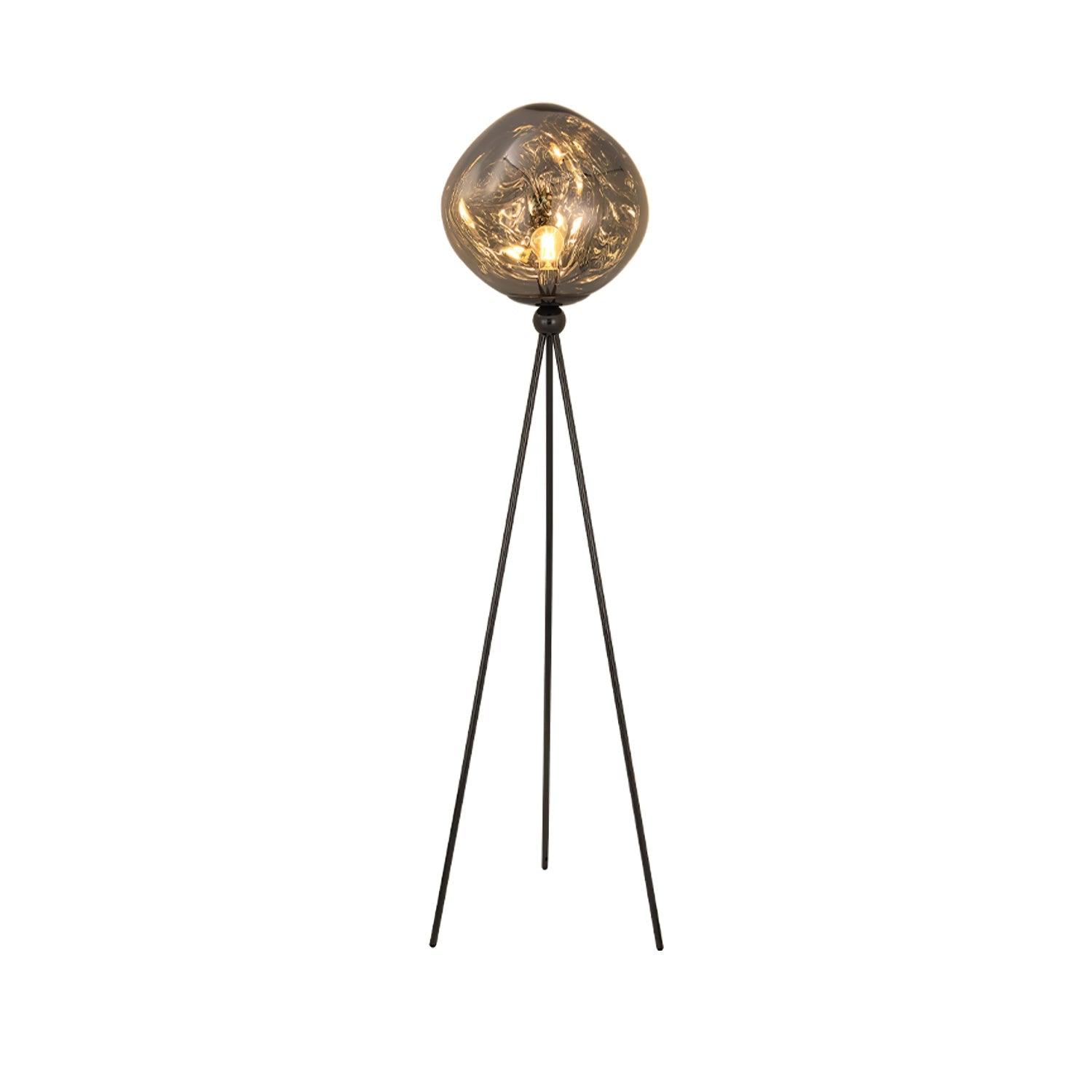 Modern Tripod Rock Lava Floor Lamp with Molten Acrylic Shade Standing Light