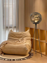 Modern Tripod Rock Lava Floor Lamp with Molten Acrylic Shade Standing Light