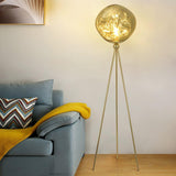Modern Tripod Rock Lava Floor Lamp with Molten Acrylic Shade Standing Light
