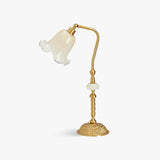 Elegant Tulip Brass Table Lamp with White Glass Shade for Bedside and Office