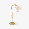 Elegant Tulip Brass Table Lamp with White Glass Shade for Bedside and Office