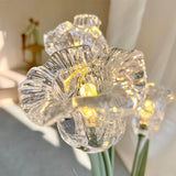 Elegant Glass Tulip Flower Table Lamp Decorative Floral Bedside Night Light for Home Living Room Decor