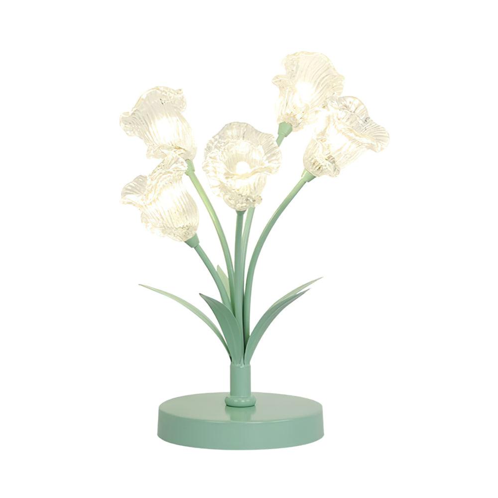 Elegant Glass Tulip Flower Table Lamp Decorative Floral Bedside Night Light for Home Living Room Decor
