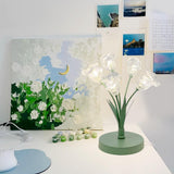 Elegant Glass Tulip Flower Table Lamp Decorative Floral Bedside Night Light for Home Living Room Decor