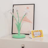 Elegant Glass Tulip Flower Table Lamp Decorative Floral Bedside Night Light for Home Living Room Decor