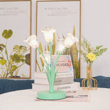 Elegant Glass Tulip Flower Table Lamp Decorative Floral Bedside Night Light for Home Living Room Decor