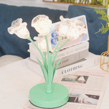 Elegant Glass Tulip Flower Table Lamp Decorative Floral Bedside Night Light for Home Living Room Decor