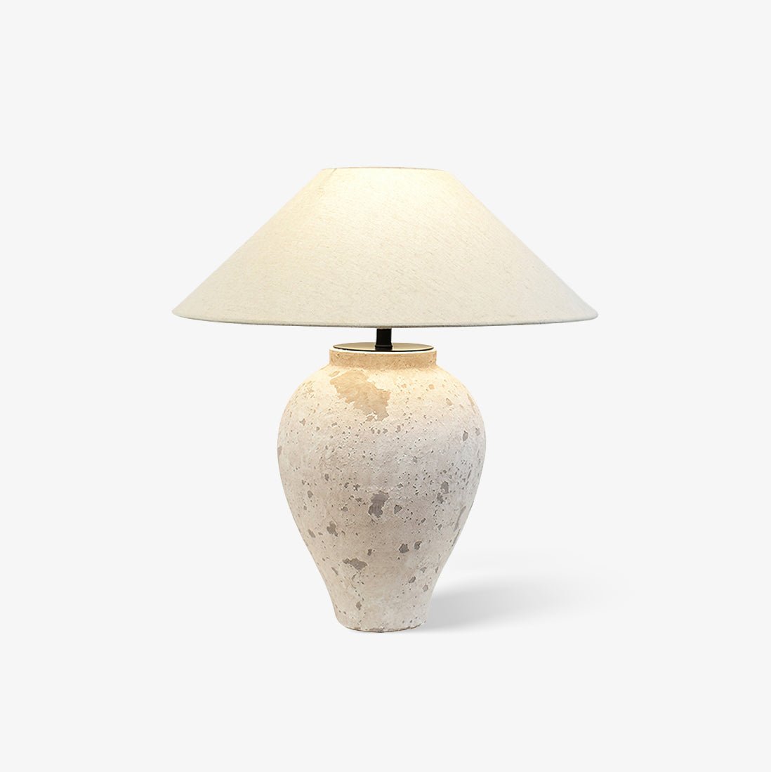 Vintage Tuscan Stone Textured Ceramic Table Lamp for Bedside Nightstand and Living Room Decor