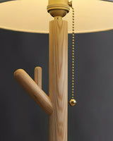 Modern Rustic Branch Table Lamp with Fabric Shade and Wooden Base for Bedside Lighting