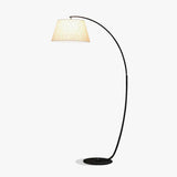 Modern Slim Twiggy Ambient Floor Lamp with Beige Fabric Drum Shade for Interior Lighting