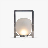 Modern Hand Blown Glass Lantern Table Lamp Stainless Steel Bedside Reading Light
