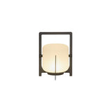 Modern Black Outdoor Portable Lantern Table Lamp with Blown Glass Shade