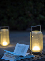 Modern Hand Blown Glass Lantern Table Lamp Stainless Steel Bedside Reading Light