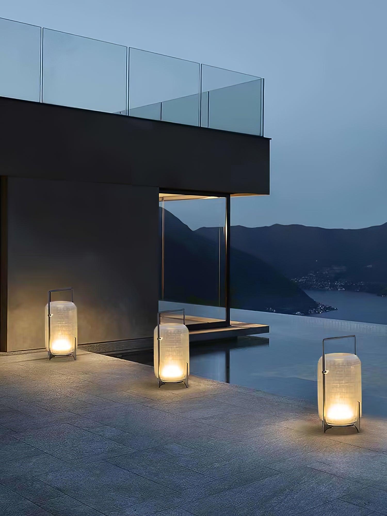 Modern Hand Blown Glass Lantern Table Lamp Stainless Steel Bedside Reading Light