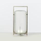 Modern Hand Blown Glass Lantern Table Lamp Stainless Steel Bedside Reading Light