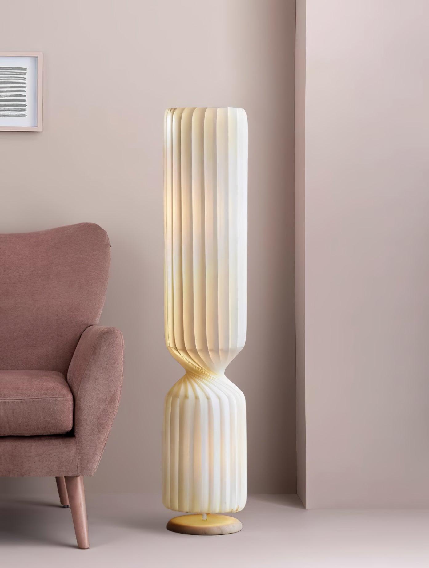 Contemporary White Twist Floor Lamp with Asymmetrical Design for Ambient Lighting