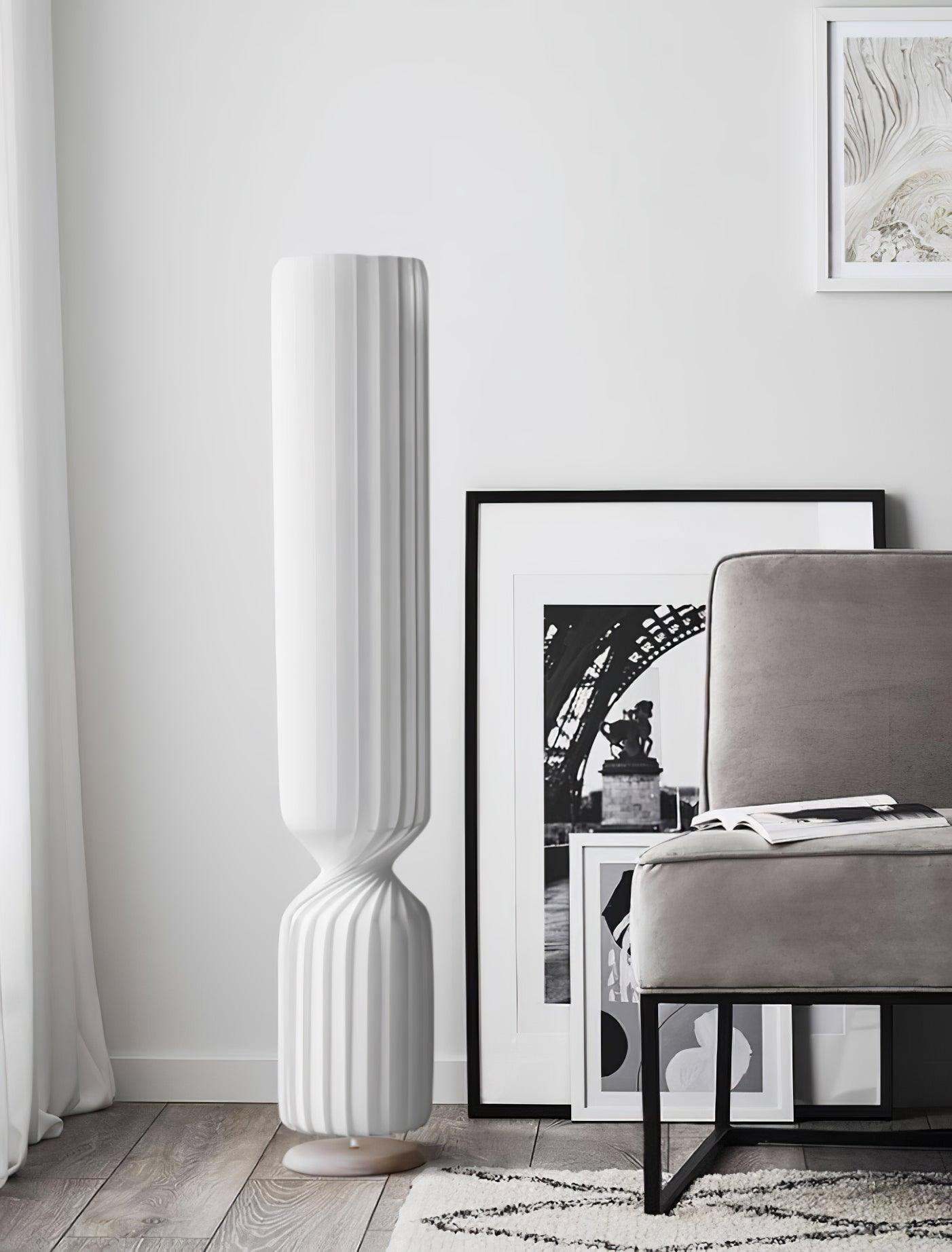 Contemporary White Twist Floor Lamp with Asymmetrical Design for Ambient Lighting