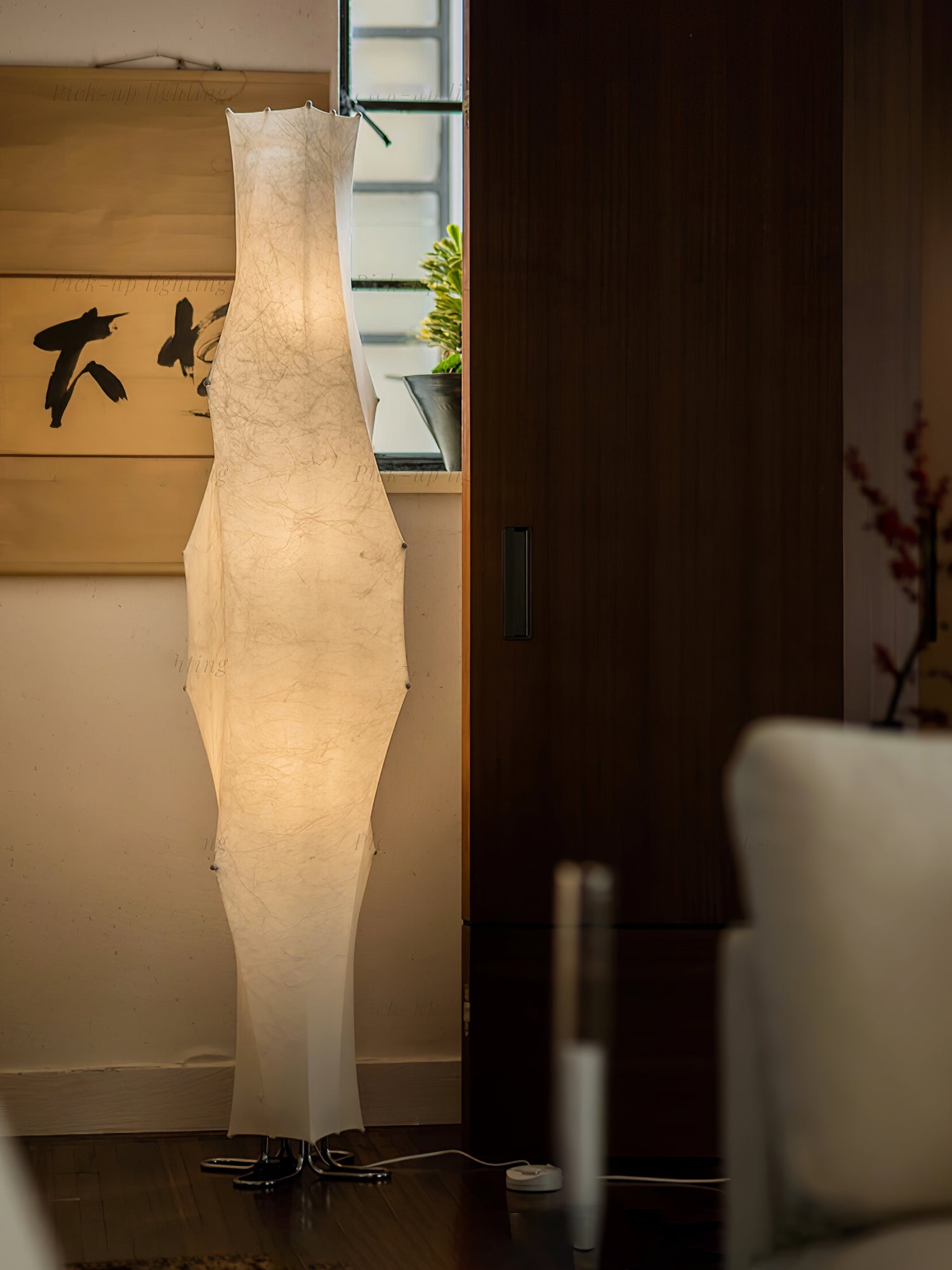 Modern Twist Silk Floor Lamp Tall Standing Light for Living Room and Bedroom