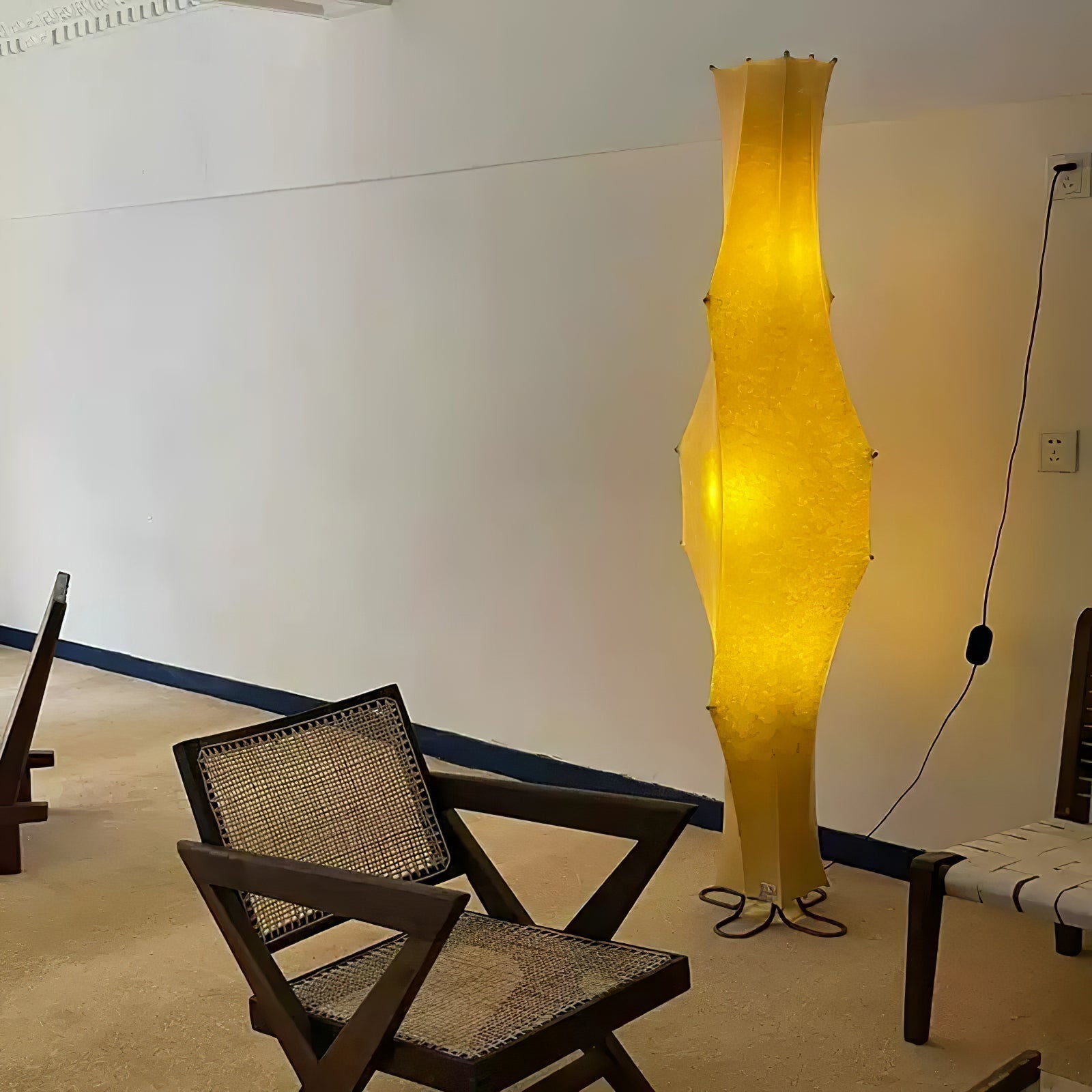 Modern Twist Silk Floor Lamp Tall Standing Light for Living Room and Bedroom