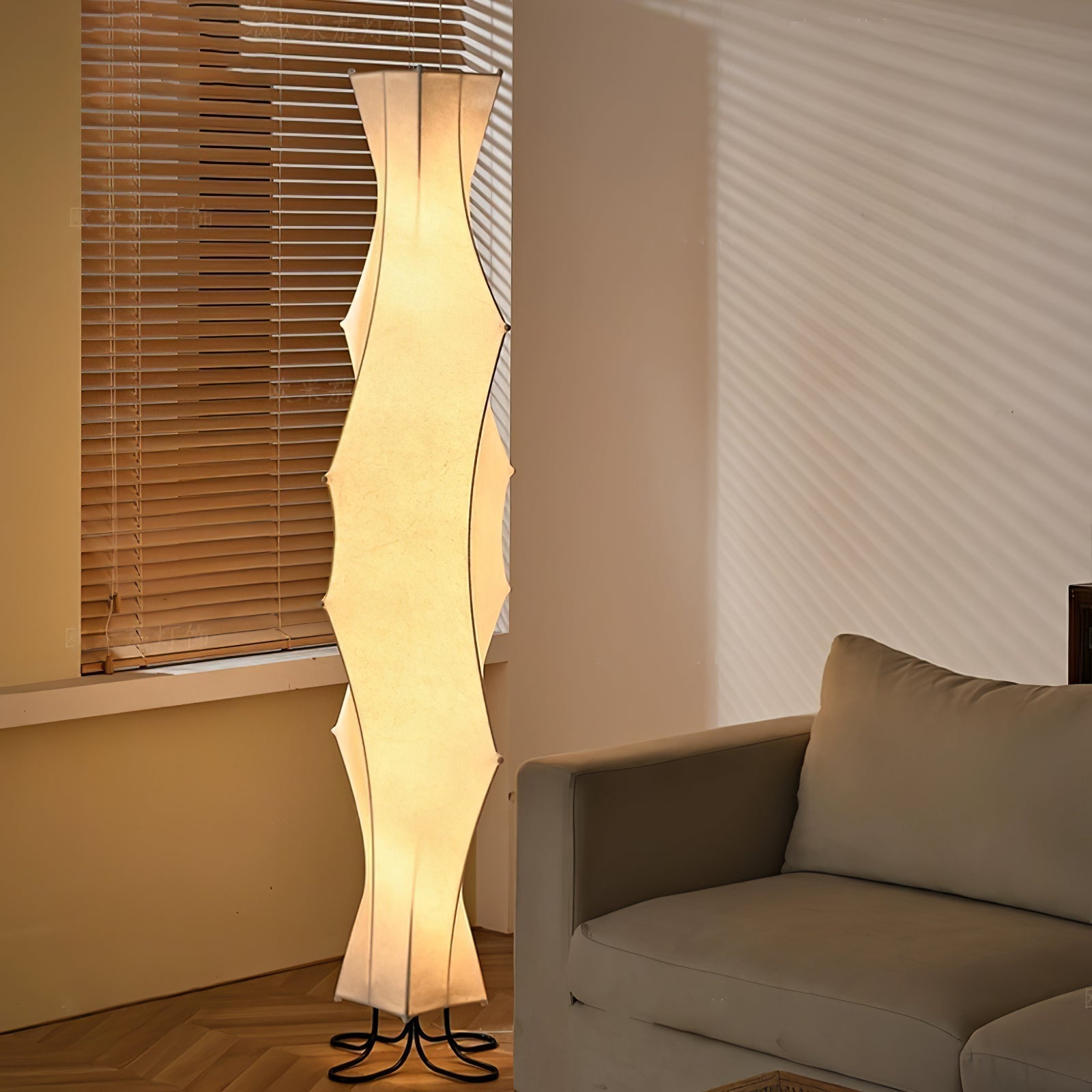 Modern Twist Silk Floor Lamp Tall Standing Light for Living Room and Bedroom