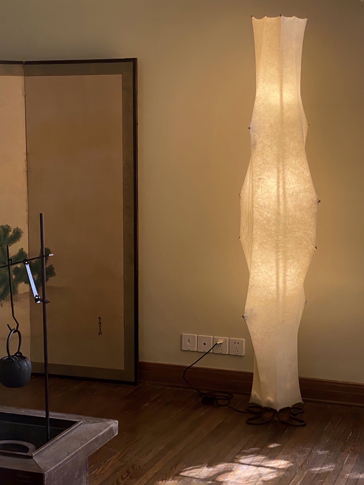 Modern Twist Silk Floor Lamp Tall Standing Light for Living Room and Bedroom