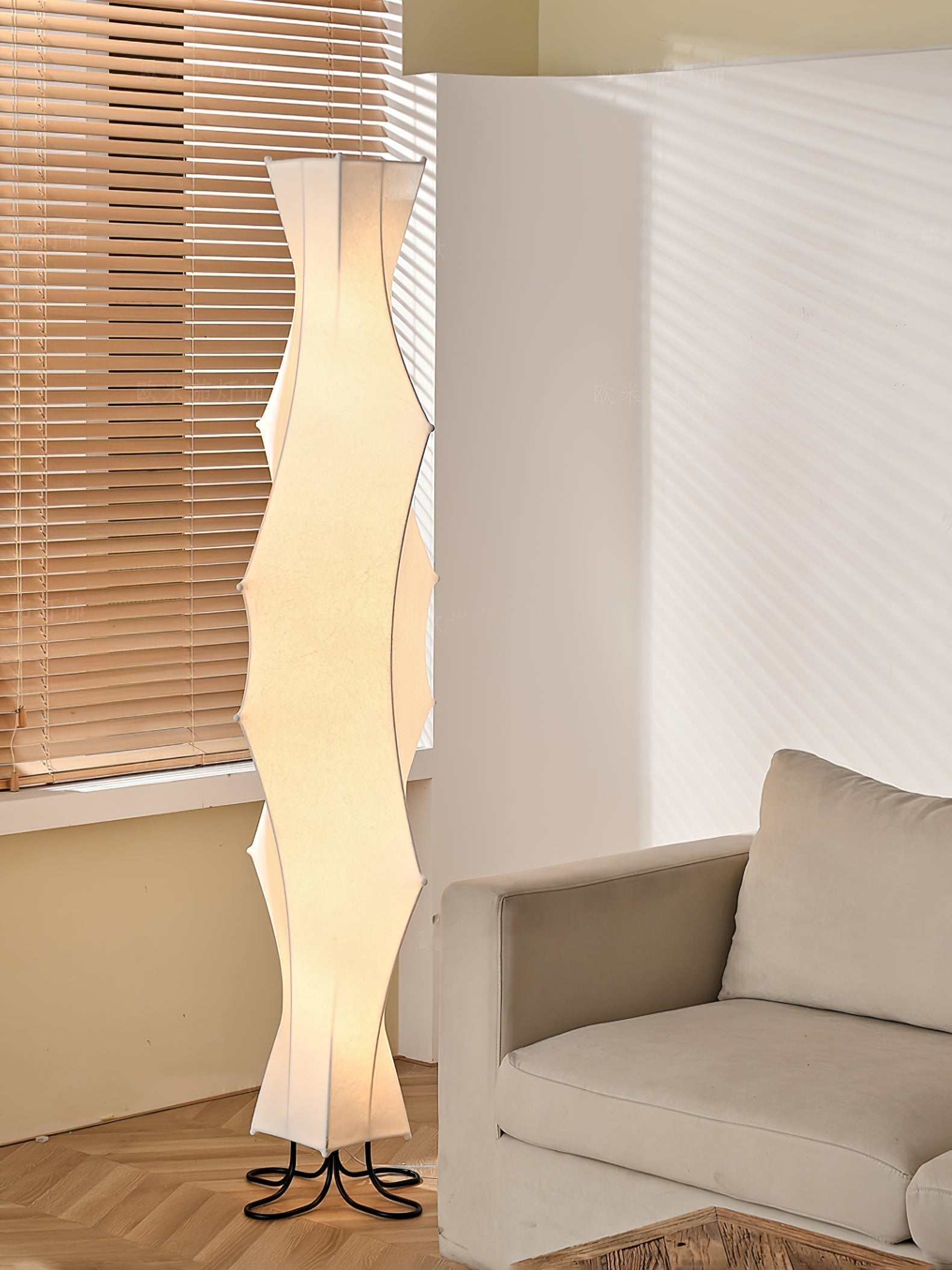 Modern Twist Silk Floor Lamp Tall Standing Light for Living Room and Bedroom