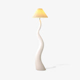 Modern Organic Twisted Pleated Floor Lamp Handcrafted Resin Standing Light