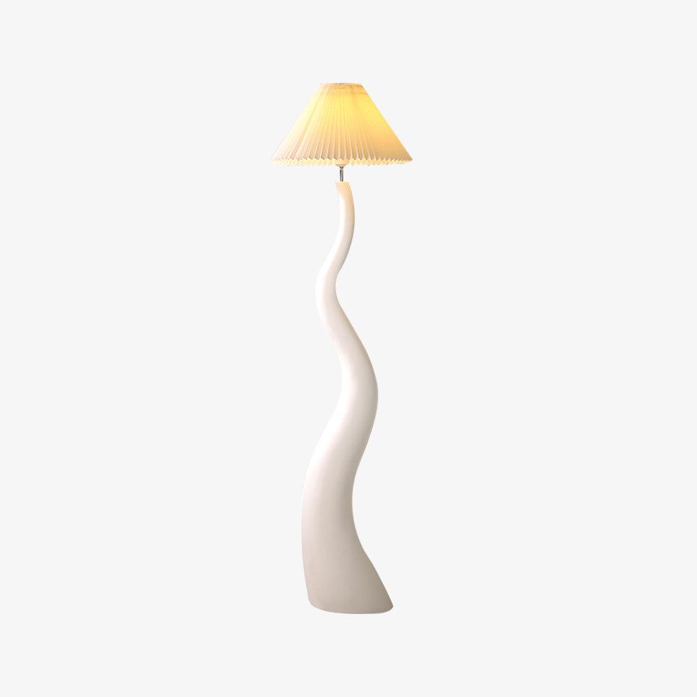Modern Organic Twisted Pleated Floor Lamp Handcrafted Resin Standing Light