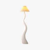 Modern Organic Twisted Pleated Floor Lamp Handcrafted Resin Standing Light