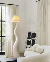 Modern Organic Twisted Pleated Floor Lamp Handcrafted Resin Standing Light