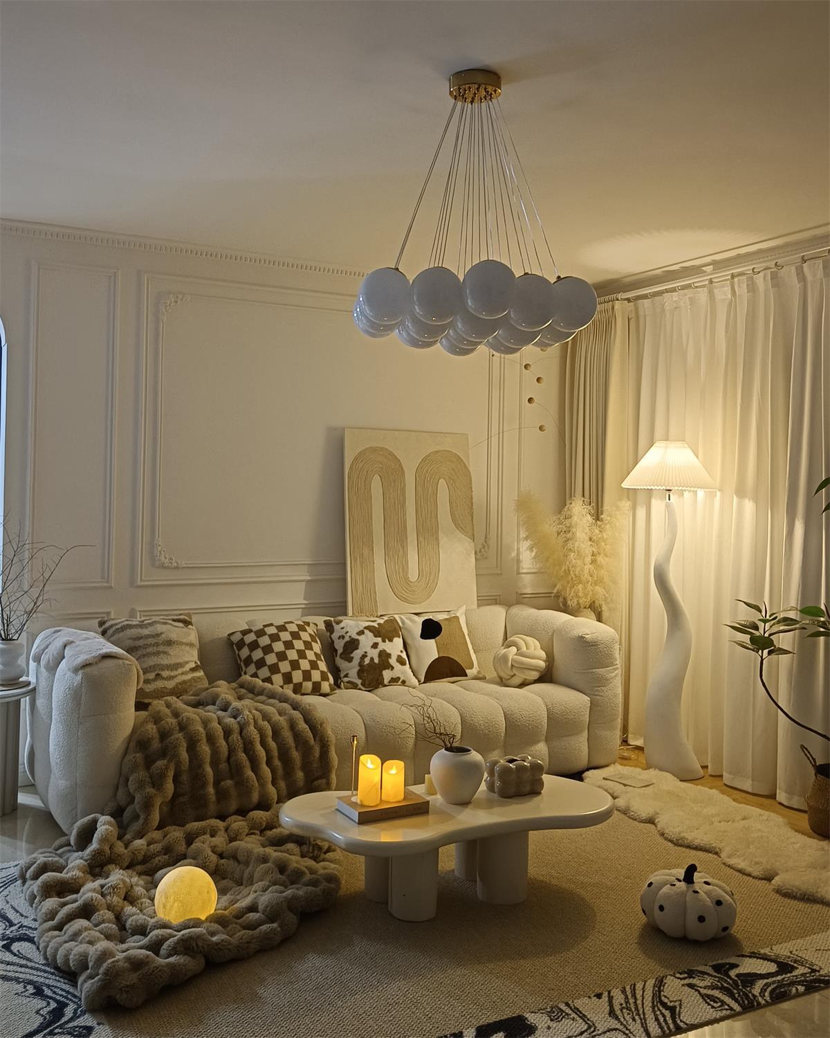 Modern Organic Twisted Pleated Floor Lamp Handcrafted Resin Standing Light