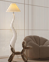 Modern Organic Twisted Pleated Floor Lamp Handcrafted Resin Standing Light