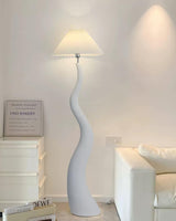 Modern Organic Twisted Pleated Floor Lamp Handcrafted Resin Standing Light