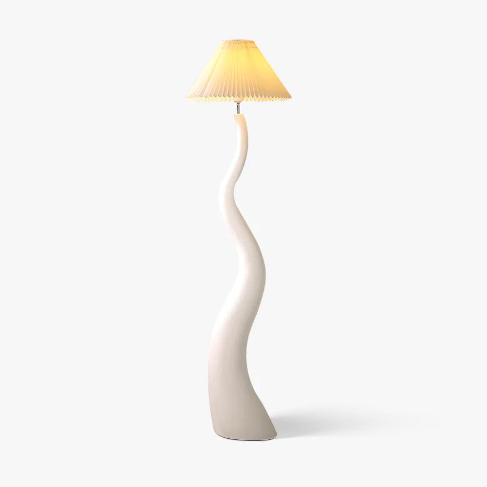 Modern Organic Twisted Pleated Floor Lamp Handcrafted Resin Standing Light