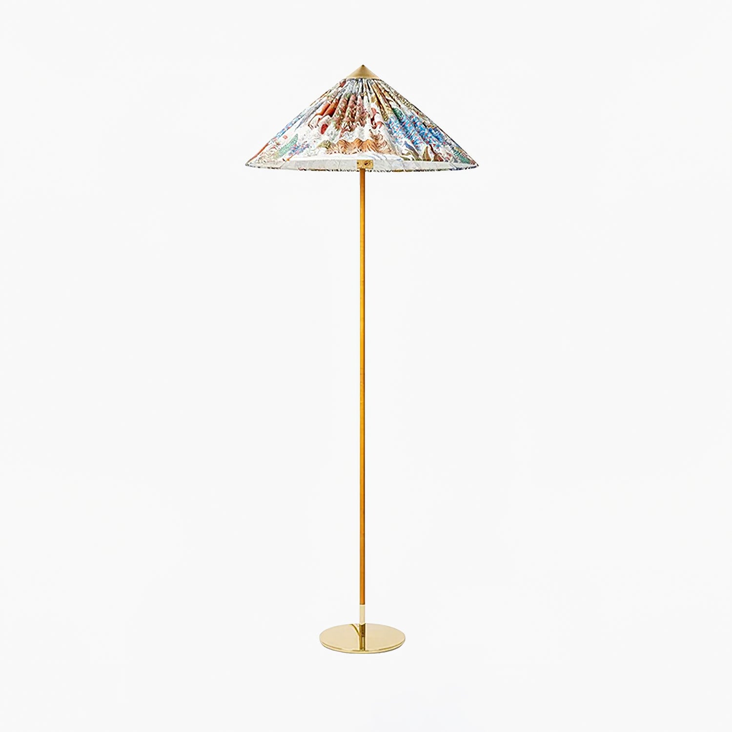 Mid Century Modern Rattan Stem Floor Lamp with Elegant Fabric Shade for Indoor Living Spaces