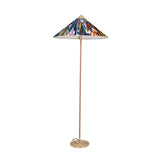 Mid Century Modern Rattan Stem Floor Lamp with Elegant Fabric Shade for Indoor Living Spaces