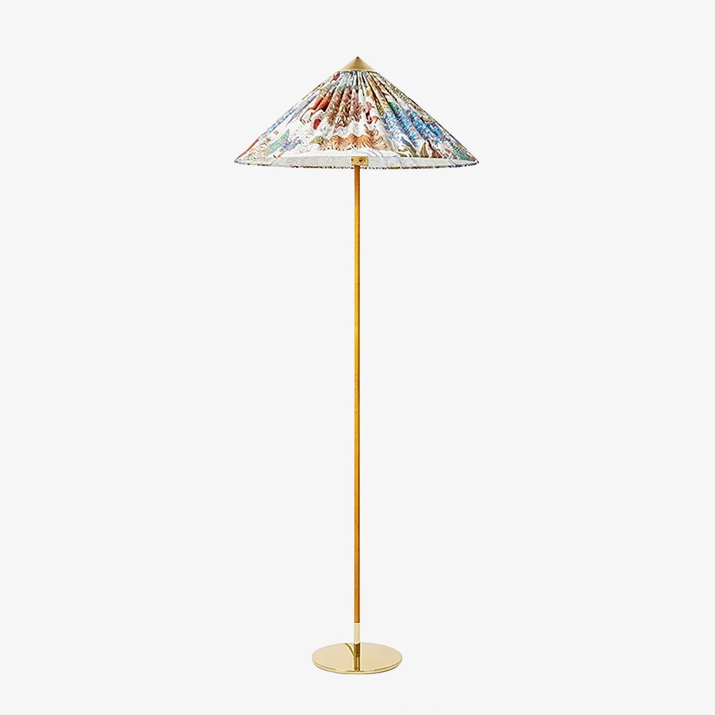 Mid Century Modern Rattan Stem Floor Lamp with Elegant Fabric Shade for Indoor Living Spaces