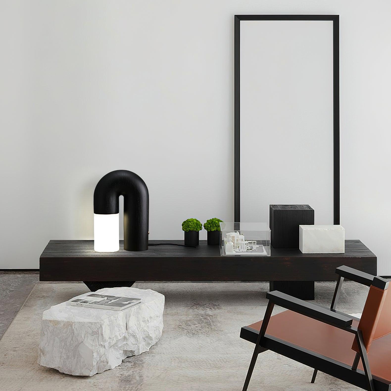 Contemporary Arch Wood LED Table Lamp Minimalist U Shaped Desk Light for Home and Office