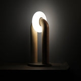 Minimalist U Shaped Wood Bedside Lamp with Acrylic Shade and Touch Control Integrated LED