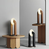 Minimalist U Shaped Wood Bedside Lamp with Acrylic Shade and Touch Control Integrated LED