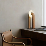 Minimalist U Shaped Wood Bedside Lamp with Acrylic Shade and Touch Control Integrated LED