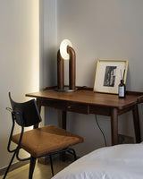 Minimalist U Shaped Wood Bedside Lamp with Acrylic Shade and Touch Control Integrated LED