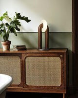 Minimalist U Shaped Wood Bedside Lamp with Acrylic Shade and Touch Control Integrated LED