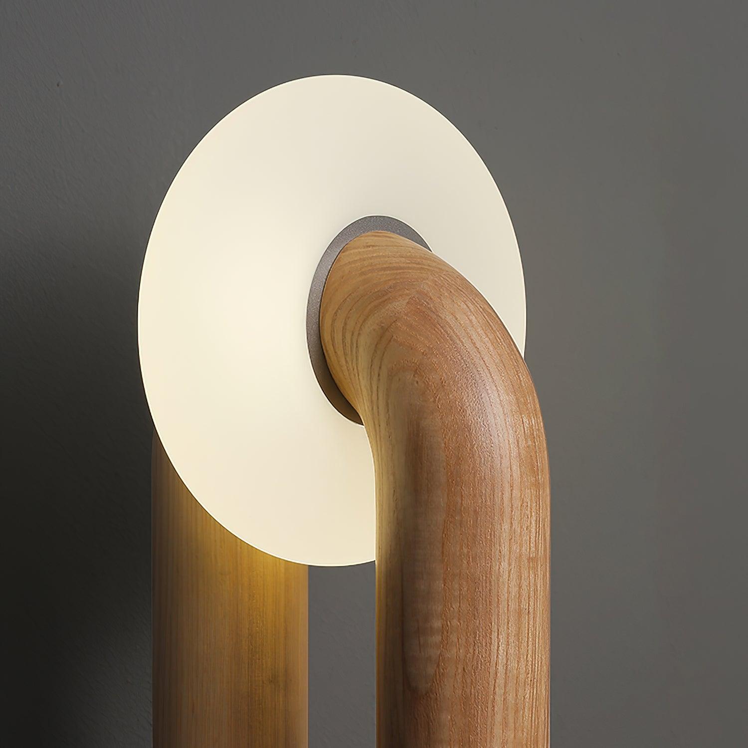 Minimalist U Shaped Wood Bedside Lamp with Acrylic Shade and Touch Control Integrated LED